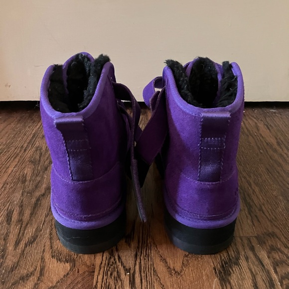 UGG 5 Purple Neumel Platform Suede Wool lined Velcro Tie Closure - Picture 4 of 6